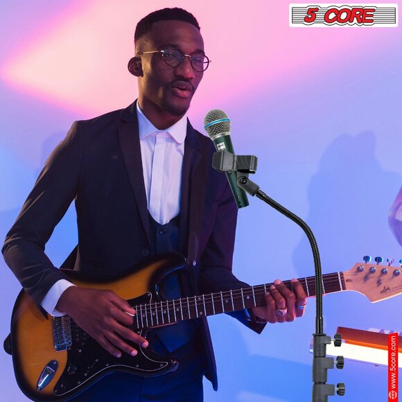 5Core Mic Stand Floor Adjustable Round Base Universal Metal Microphone Stands - Picture 5 of 11